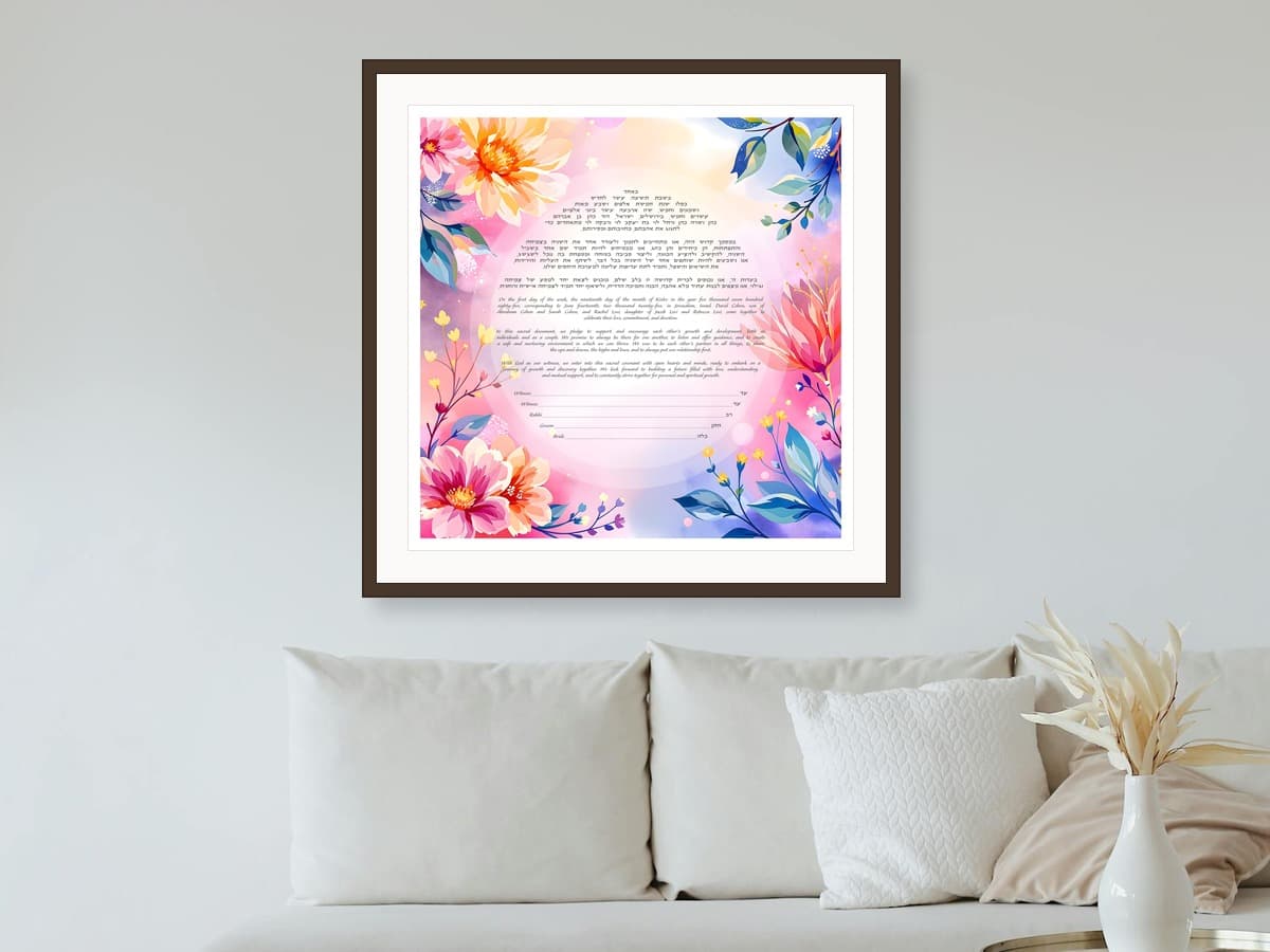 Museum-quality ketubah print framed and ready for display